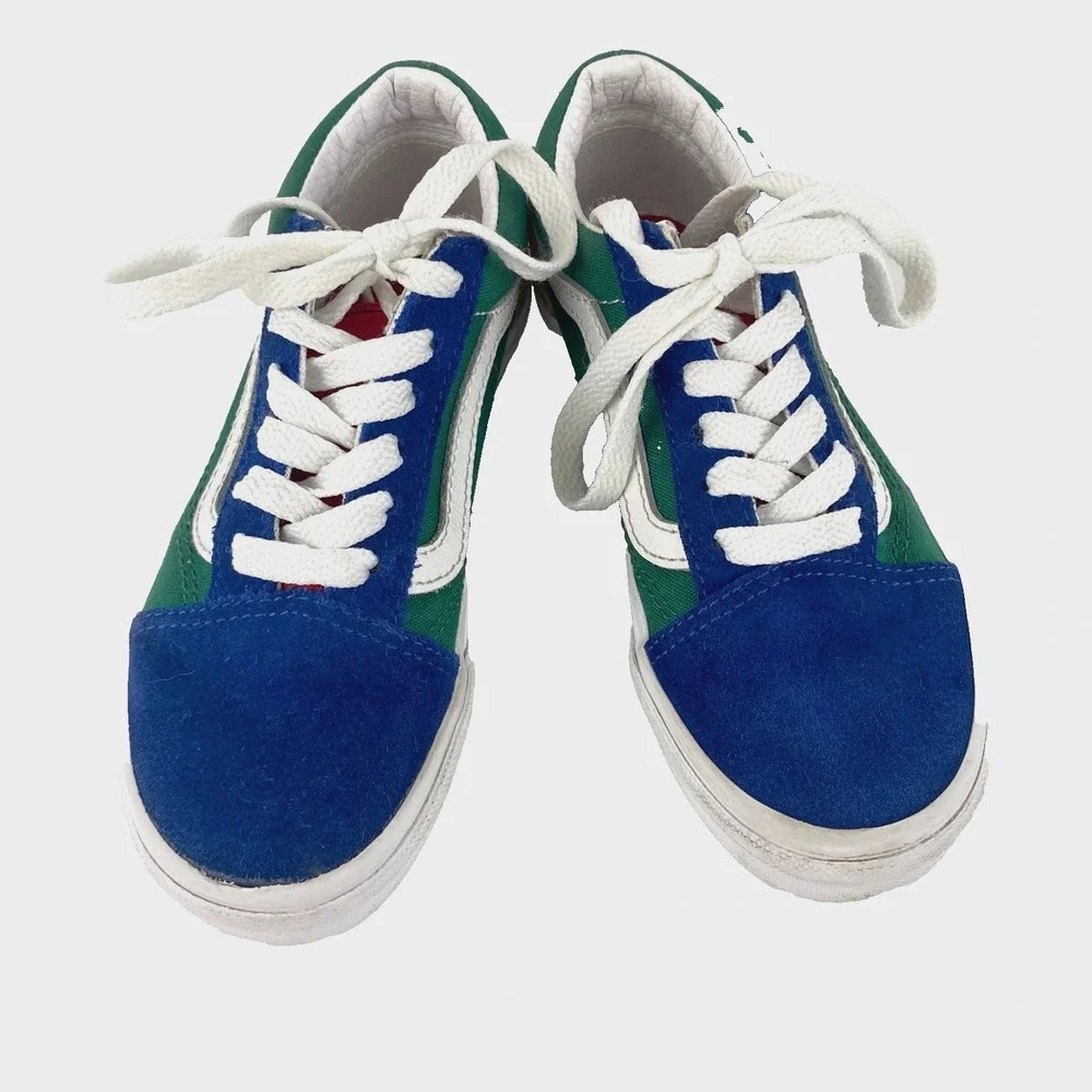 Vans Tennis Shoes Kids 13 Old Skool Yacht Club Suede Sneakers Blue Green 30.5